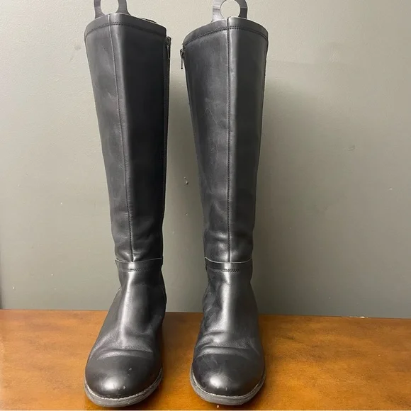 Hush puppies riding boots knee high black leather woman’s 9 wide - Picture 6 of 7